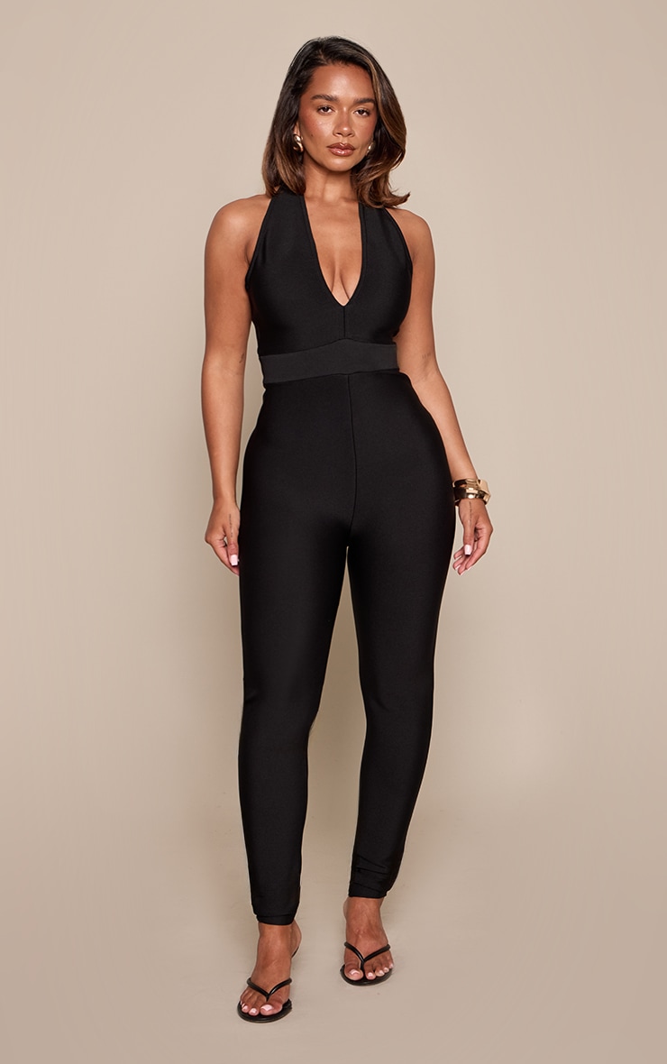 Shape Black Halterneck Bandage Jumpsuit