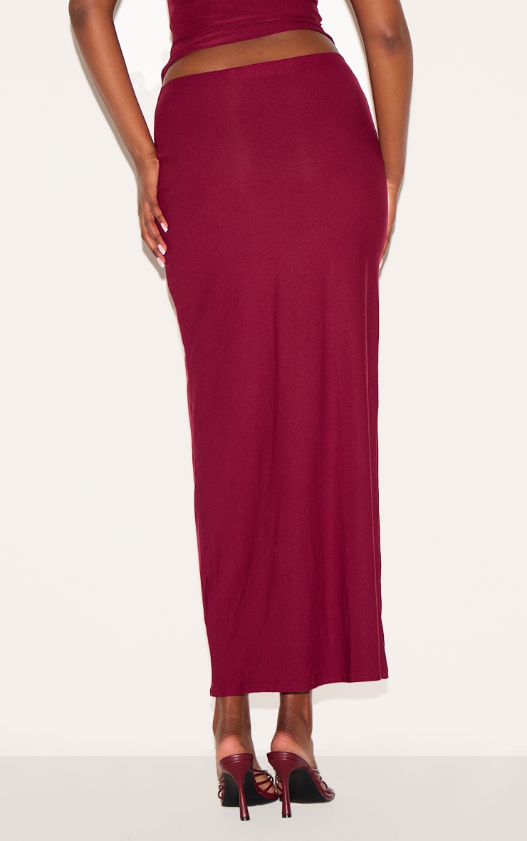 Burgundy Soft Touch Mid Rise Maxi Skirt image 3