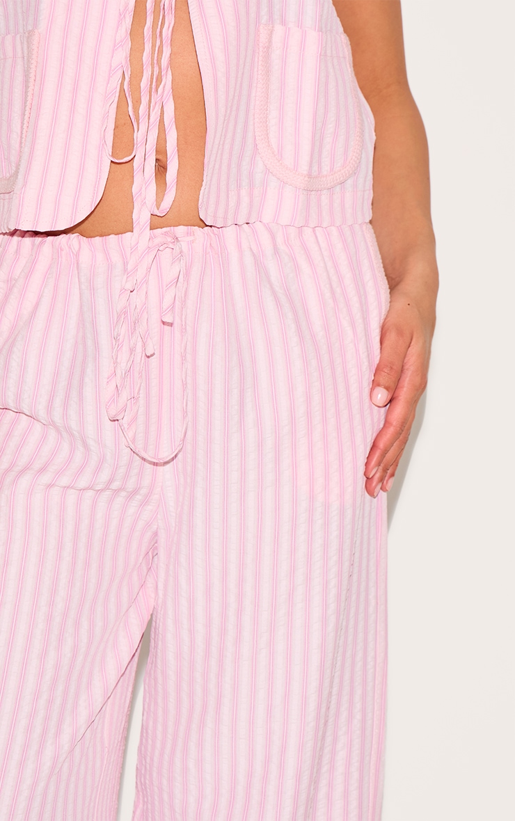 Petite Pink Striped Woven Wide Leg Pants image 4