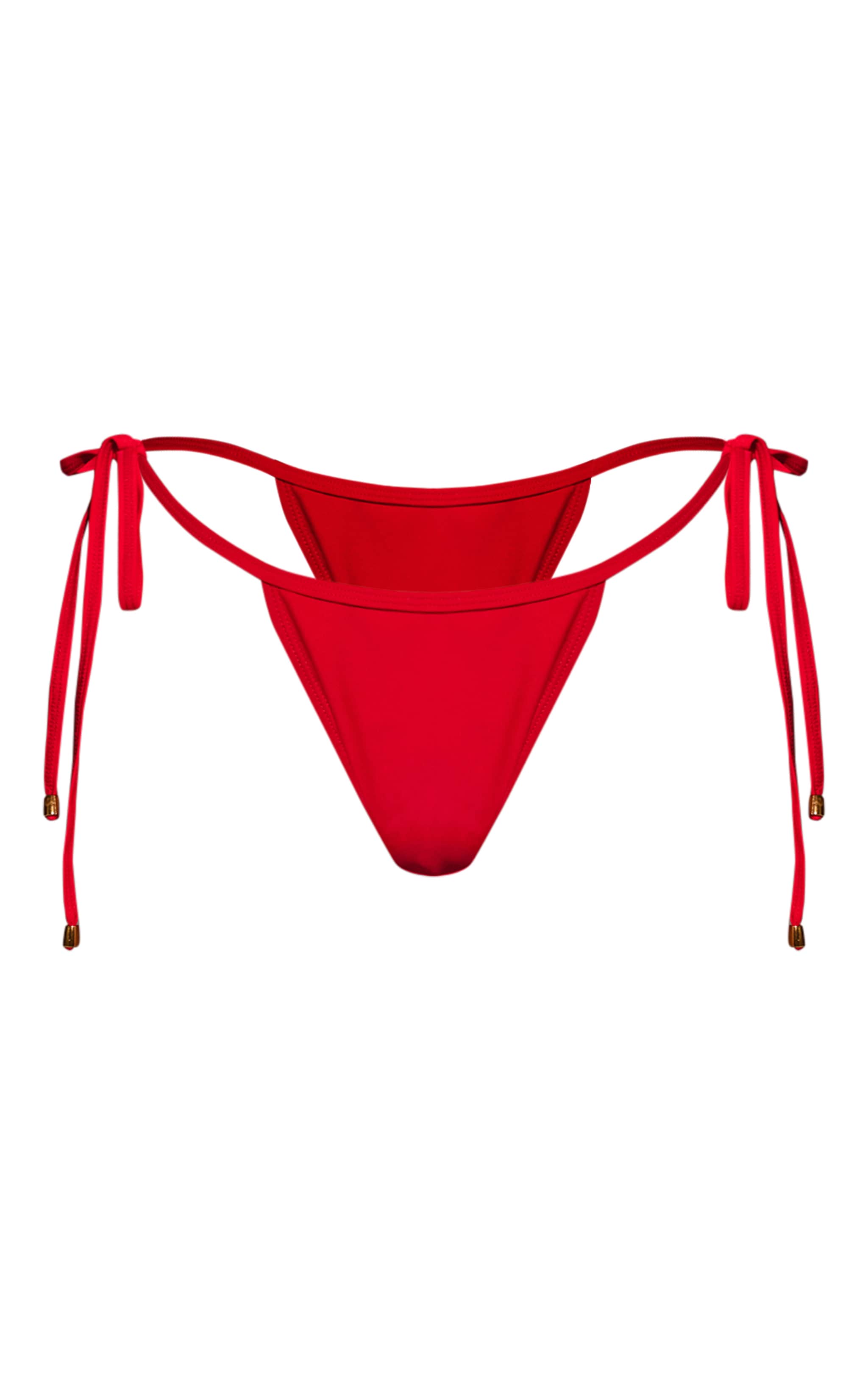 Red Basic Tie Side Bikini Bottom image 5