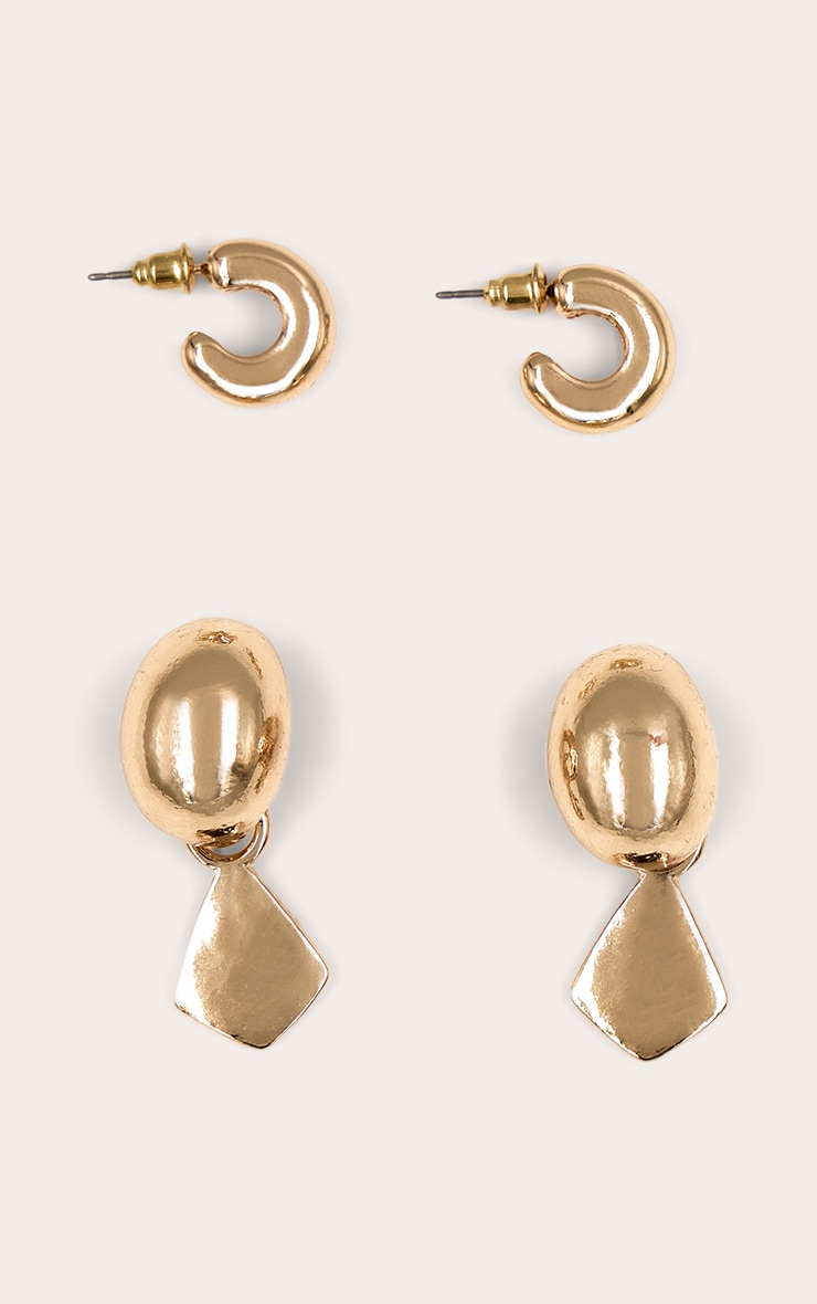 Gold Mini Droplet Multipack Hoop Earrings image 2