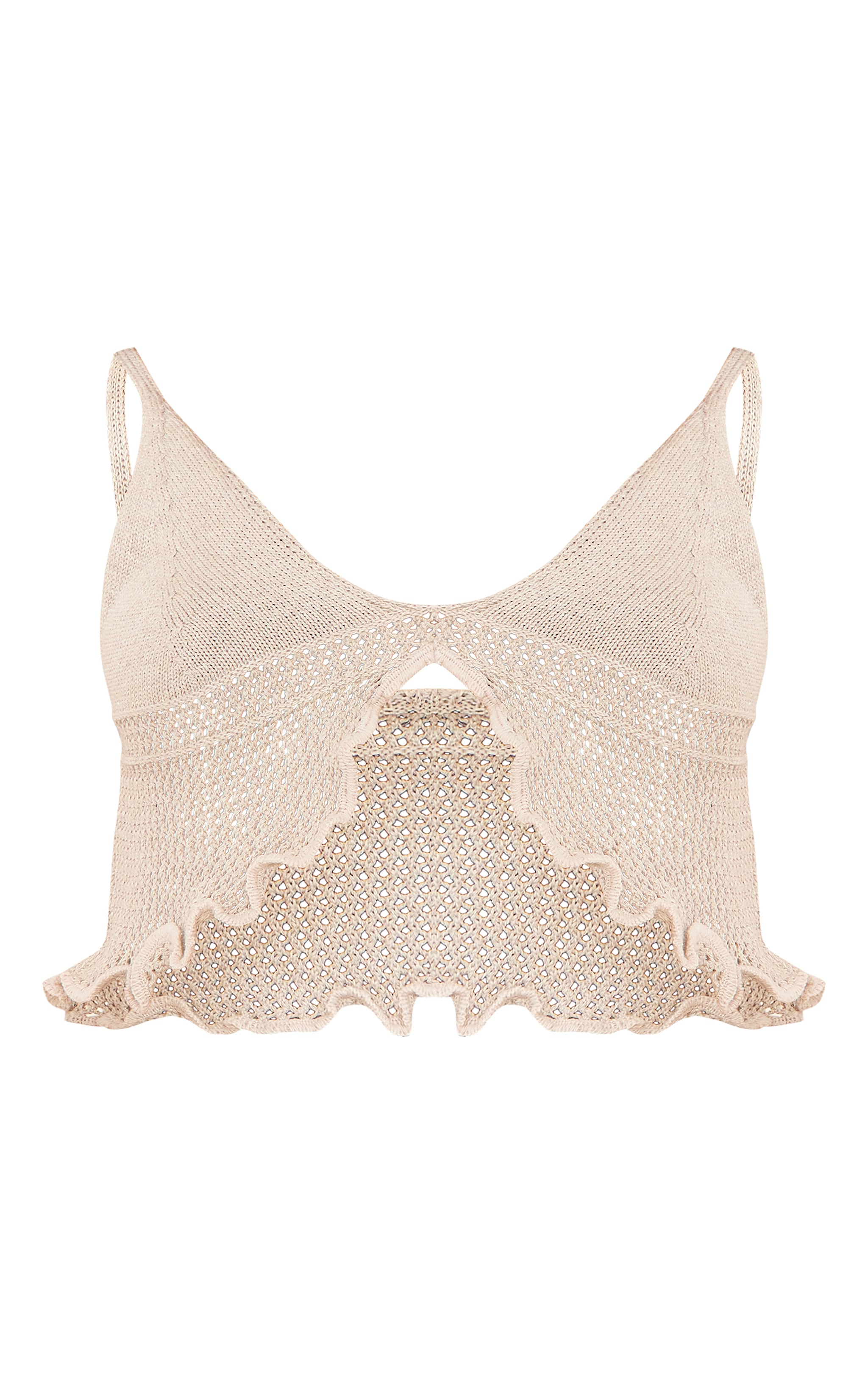 Stone Soft Knit Frill Hem Bralet Top image 5