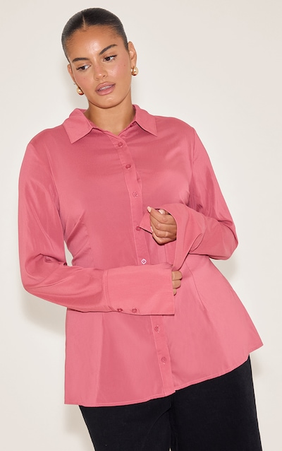 Plus Blush Chiffon Fitted Shirt