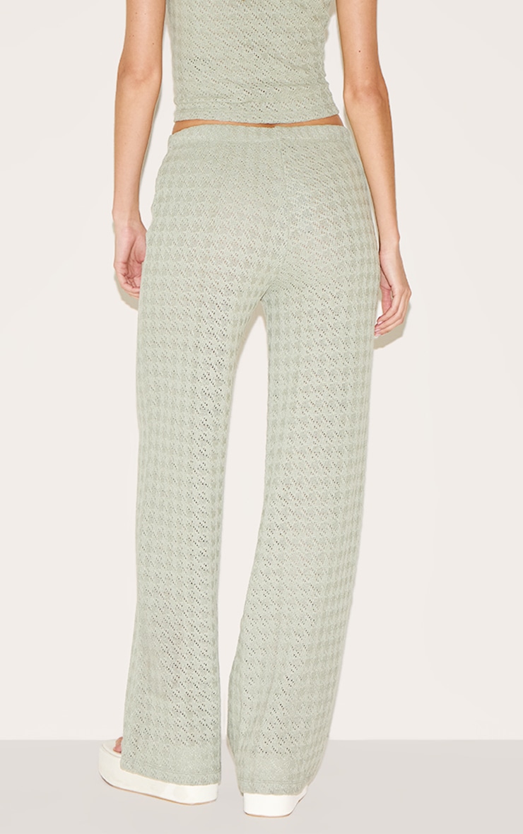 Pantalon droit texturé vert sauge image 3