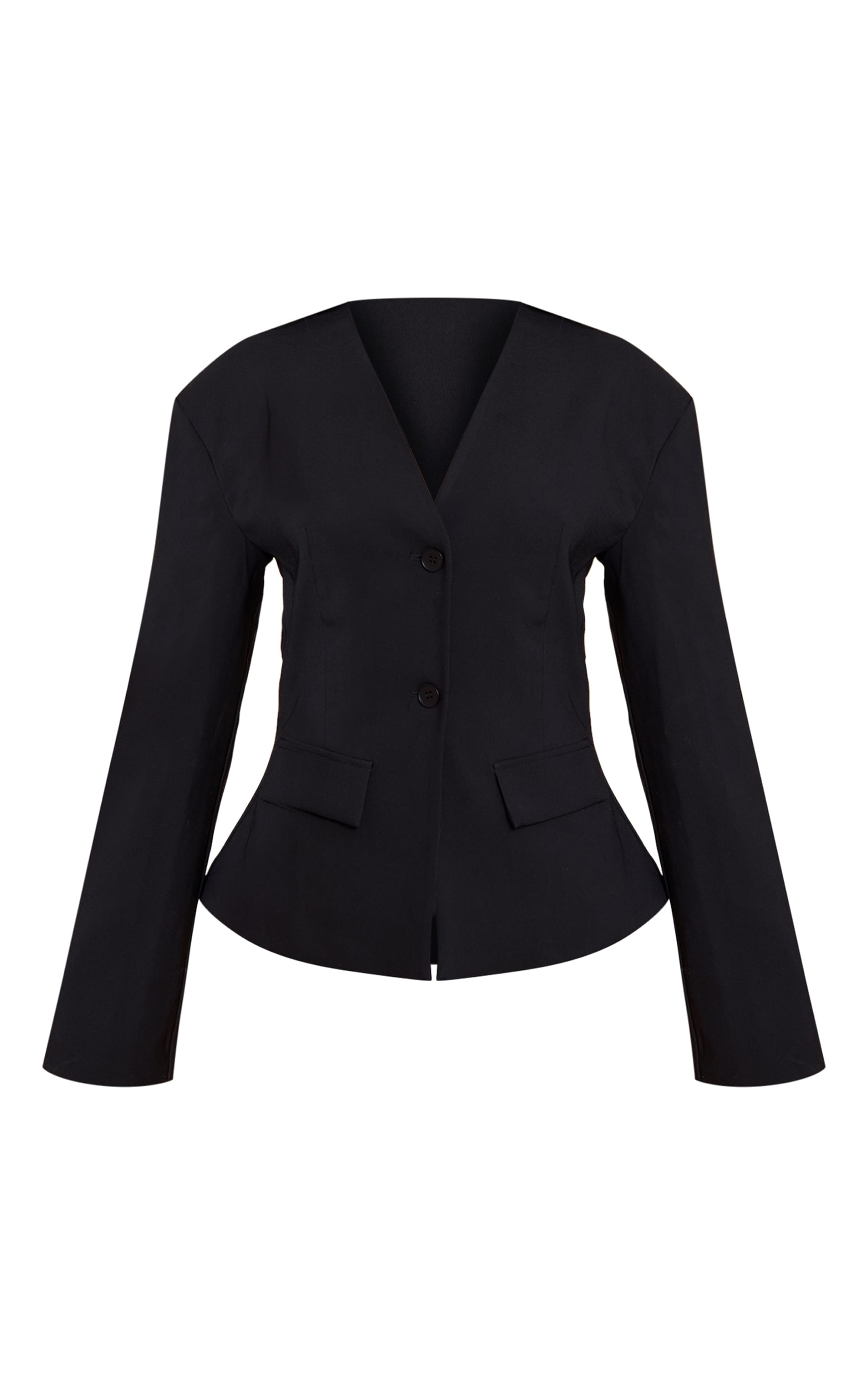 Petite Black Cinched Waist Drop Shoulder Blazer image 5