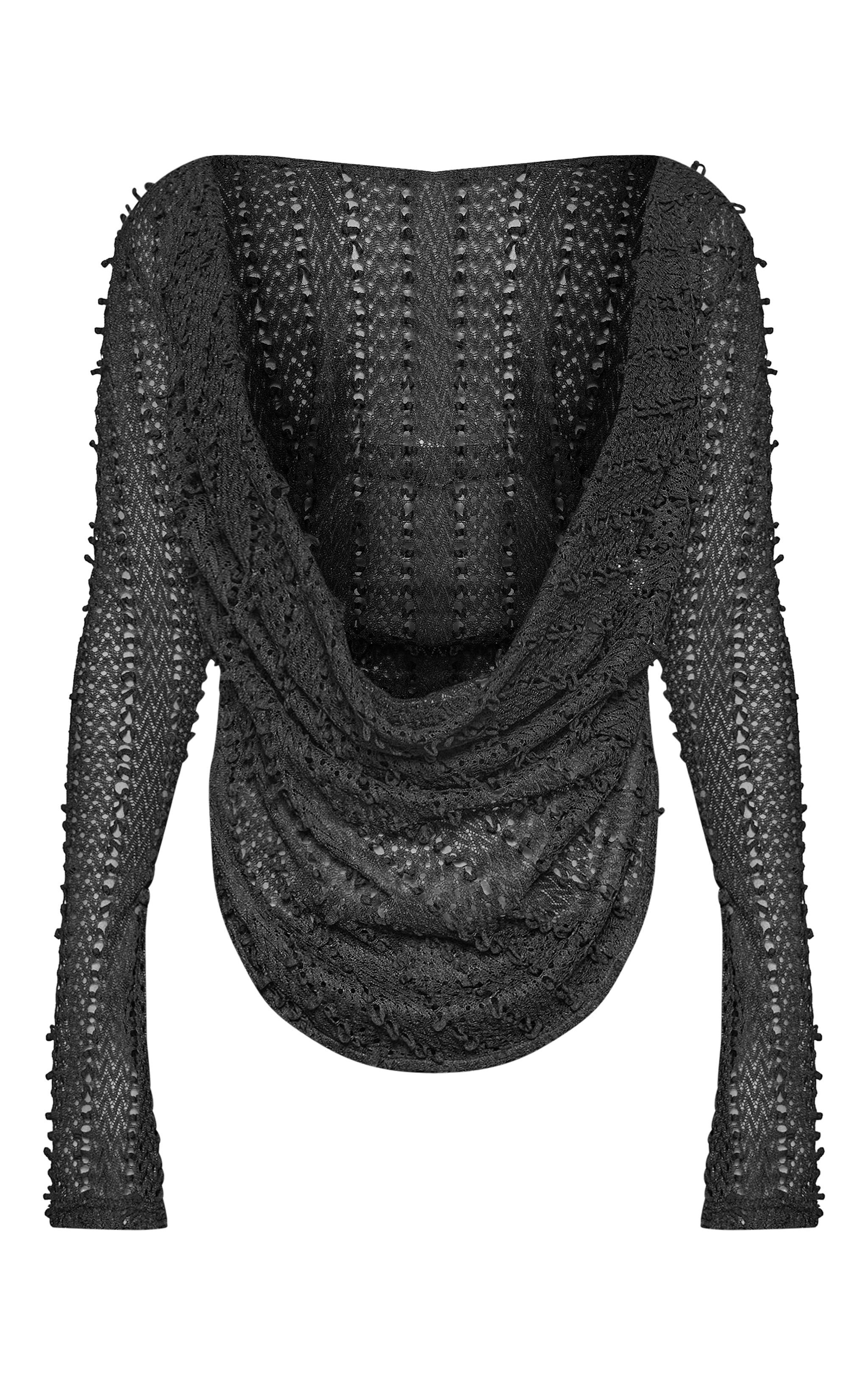 Petite Black Textured Extreme Cowl Neck Top image 5