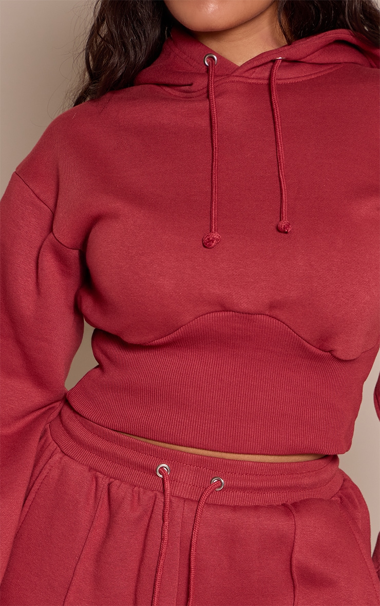 Shape Rosewood Sweat Cropped Shirred Waist Hoodie image 4