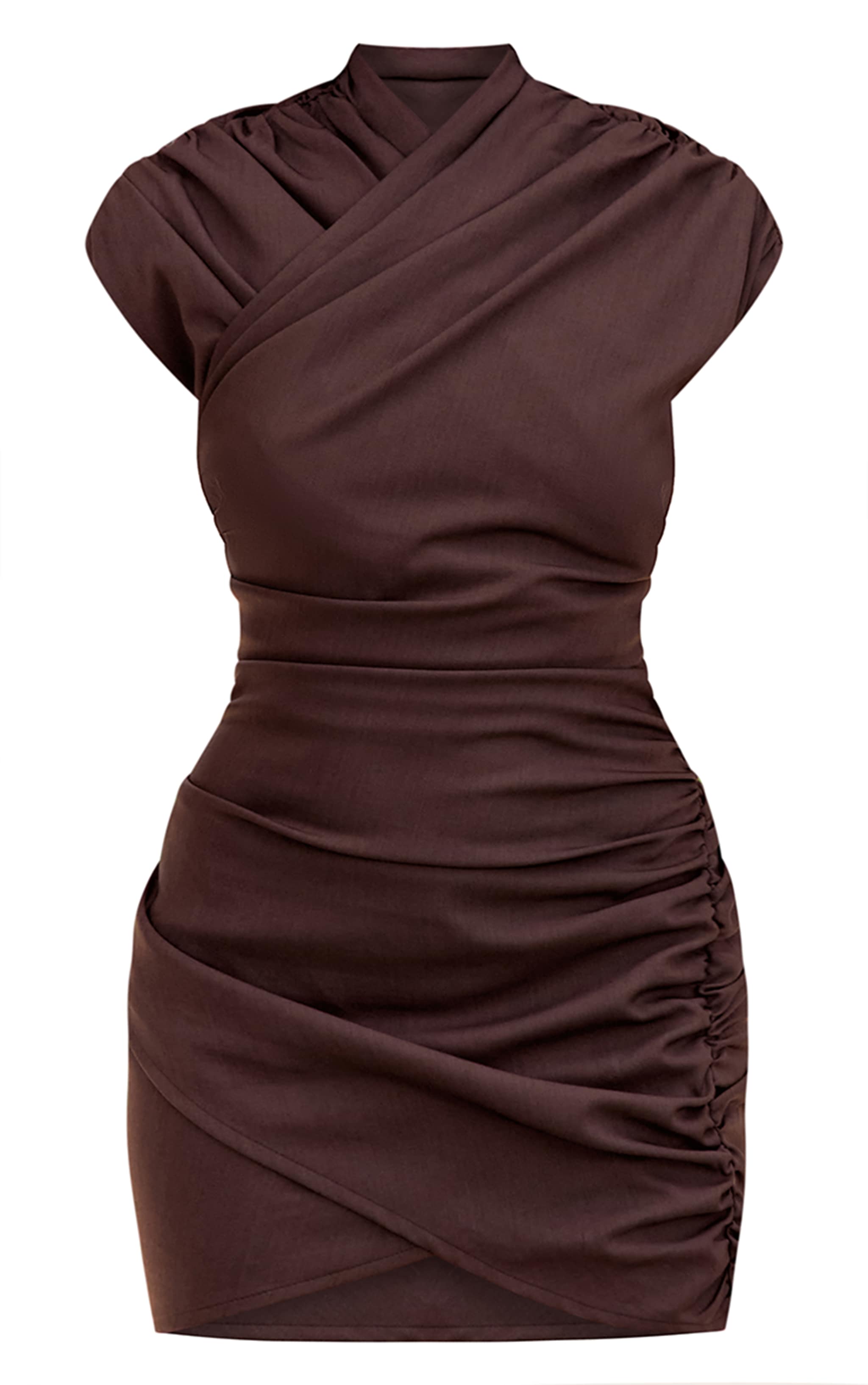 Robe moulante cache-coeur marron chocolat image 6
