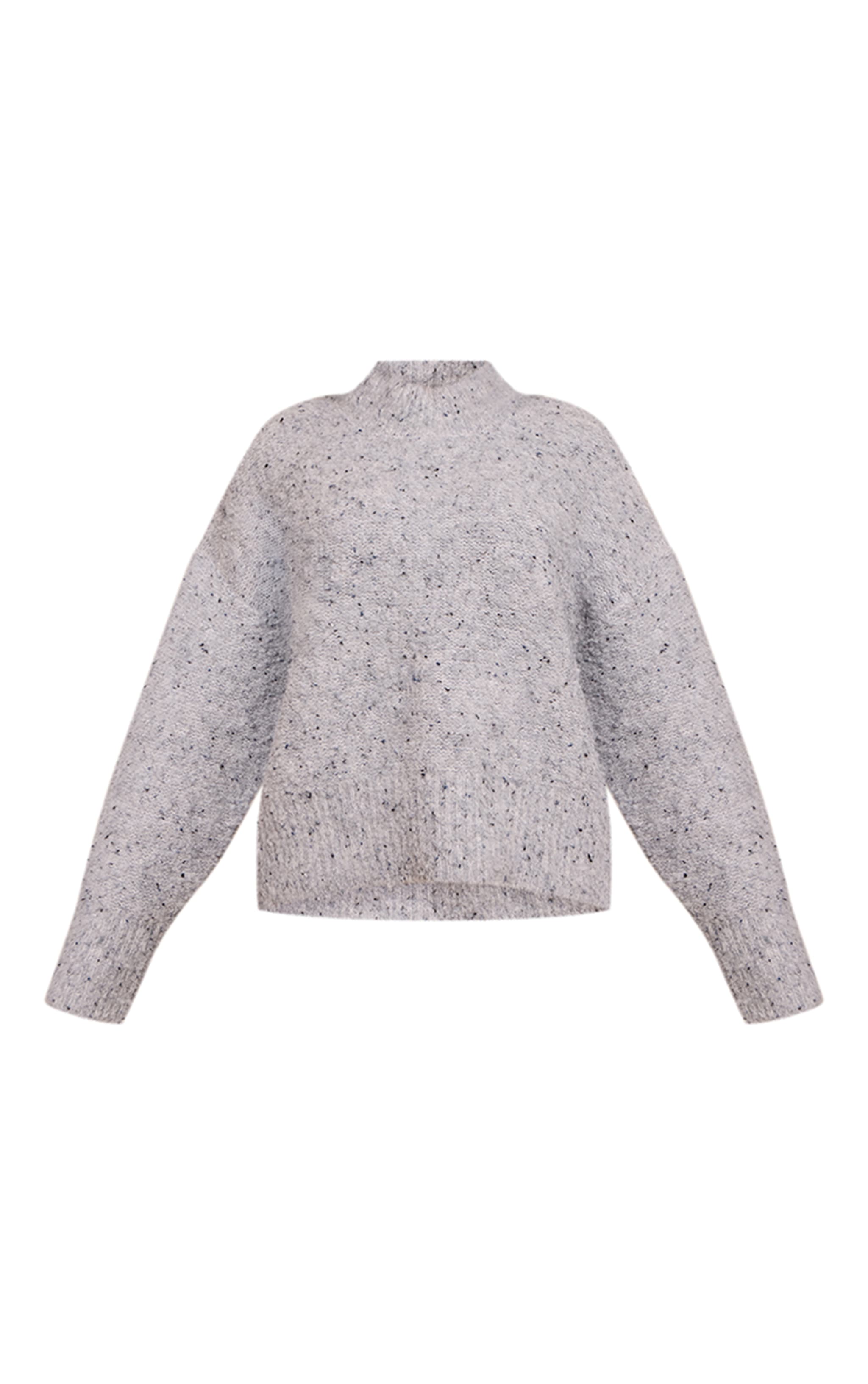 Petite Knitted Grey Marl Oversized Jumper image 5