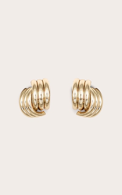 Boucles d'oreilles XXL arrondies côtelées dorées