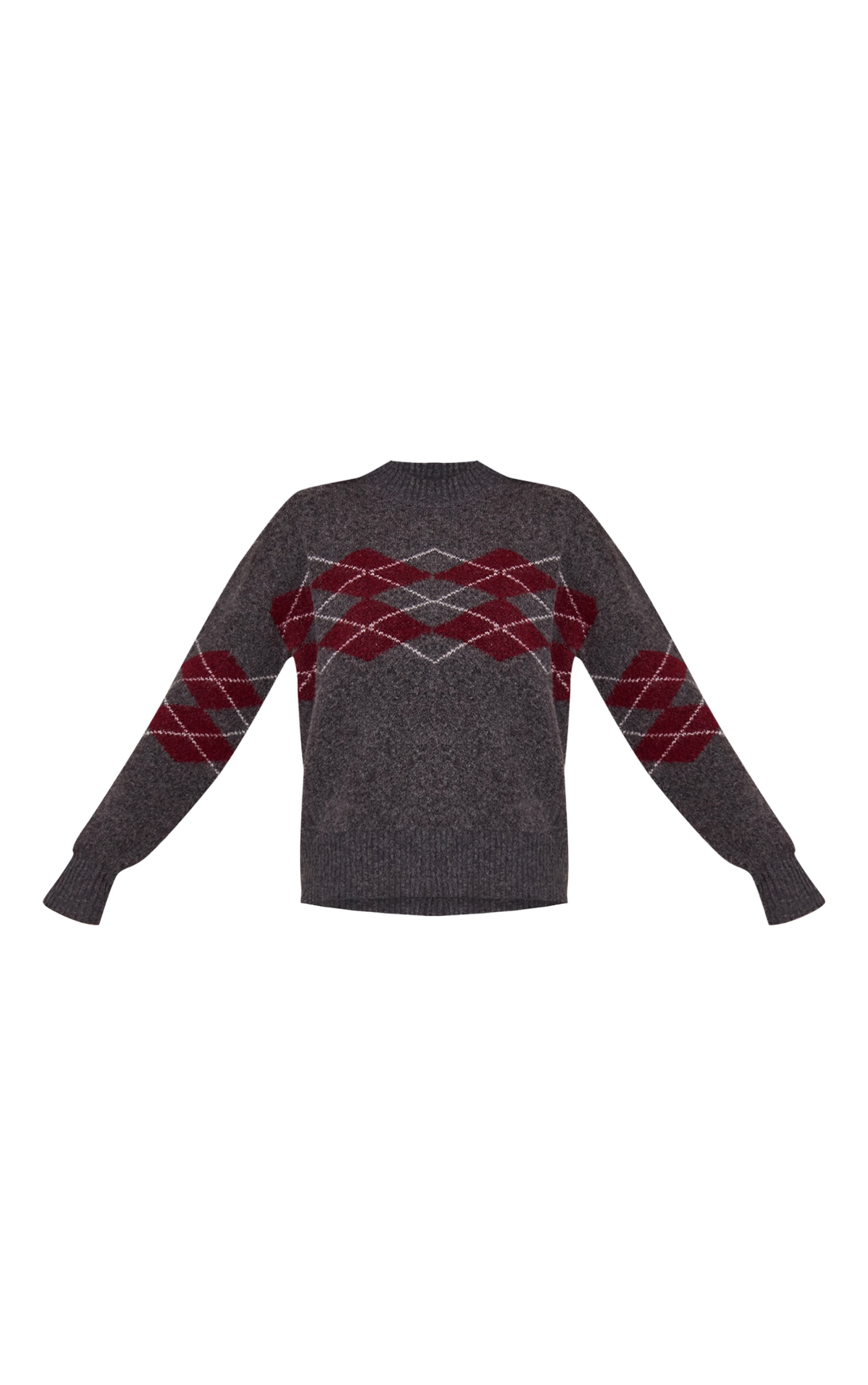 Grey Argyle Crew Neck Jumper image 5