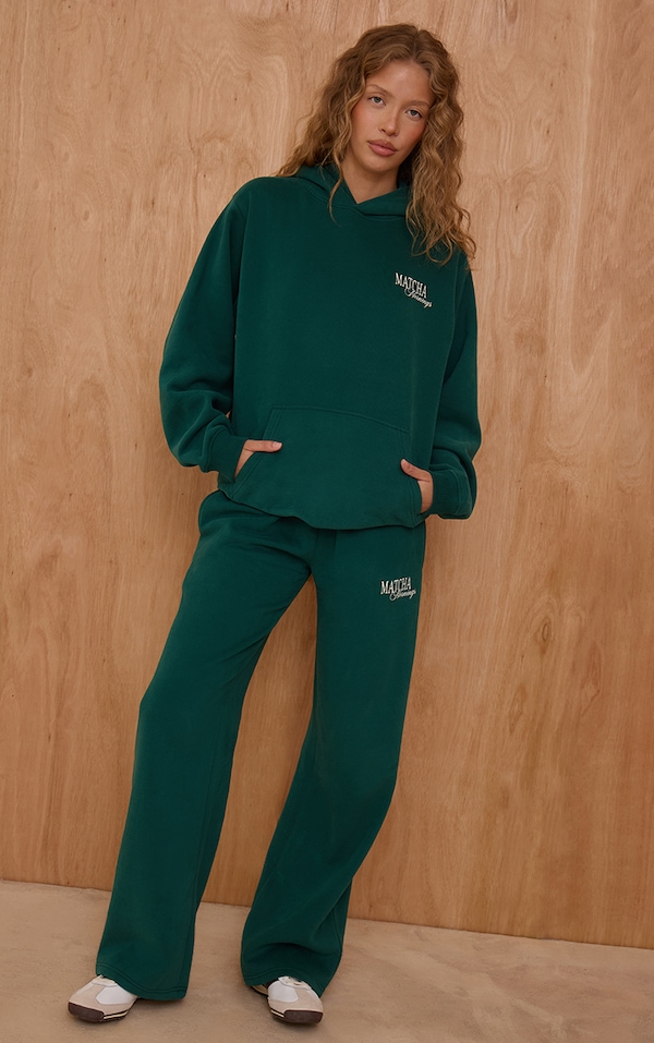 Green Matcha Mornings Cotton Fleece Straight Leg Sweatpants