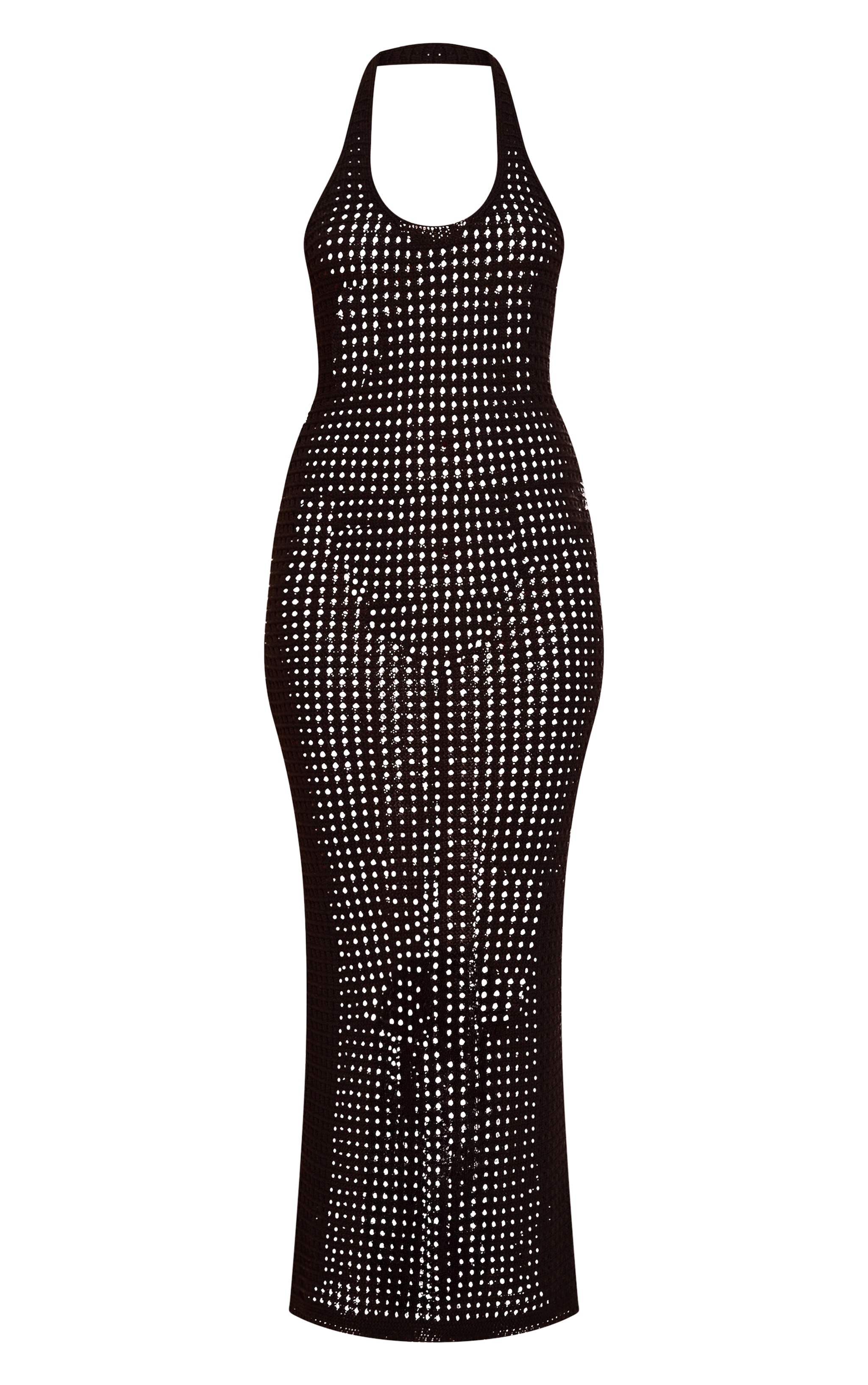 Robe longue en maille style crochet noire à dos nu image 5