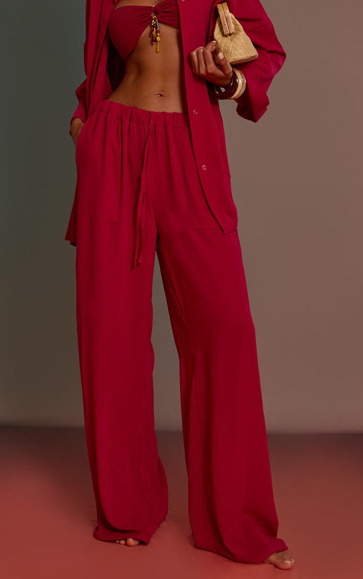 Magenta Floaty Drawstring Beach Pants image 2