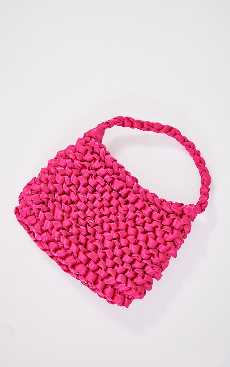 Hot Pink Satin Knot Hang Bag Accessories PrettyLittleThing IE