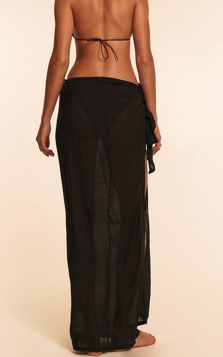 Black Linen Look Beach Sarong image 3