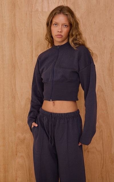 Navy Extreme Cinched Waist Sweatshirt