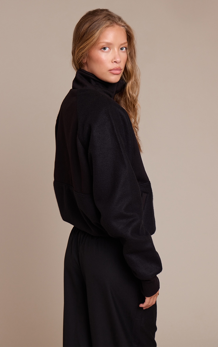 Polaire pullover noire à zip image 2