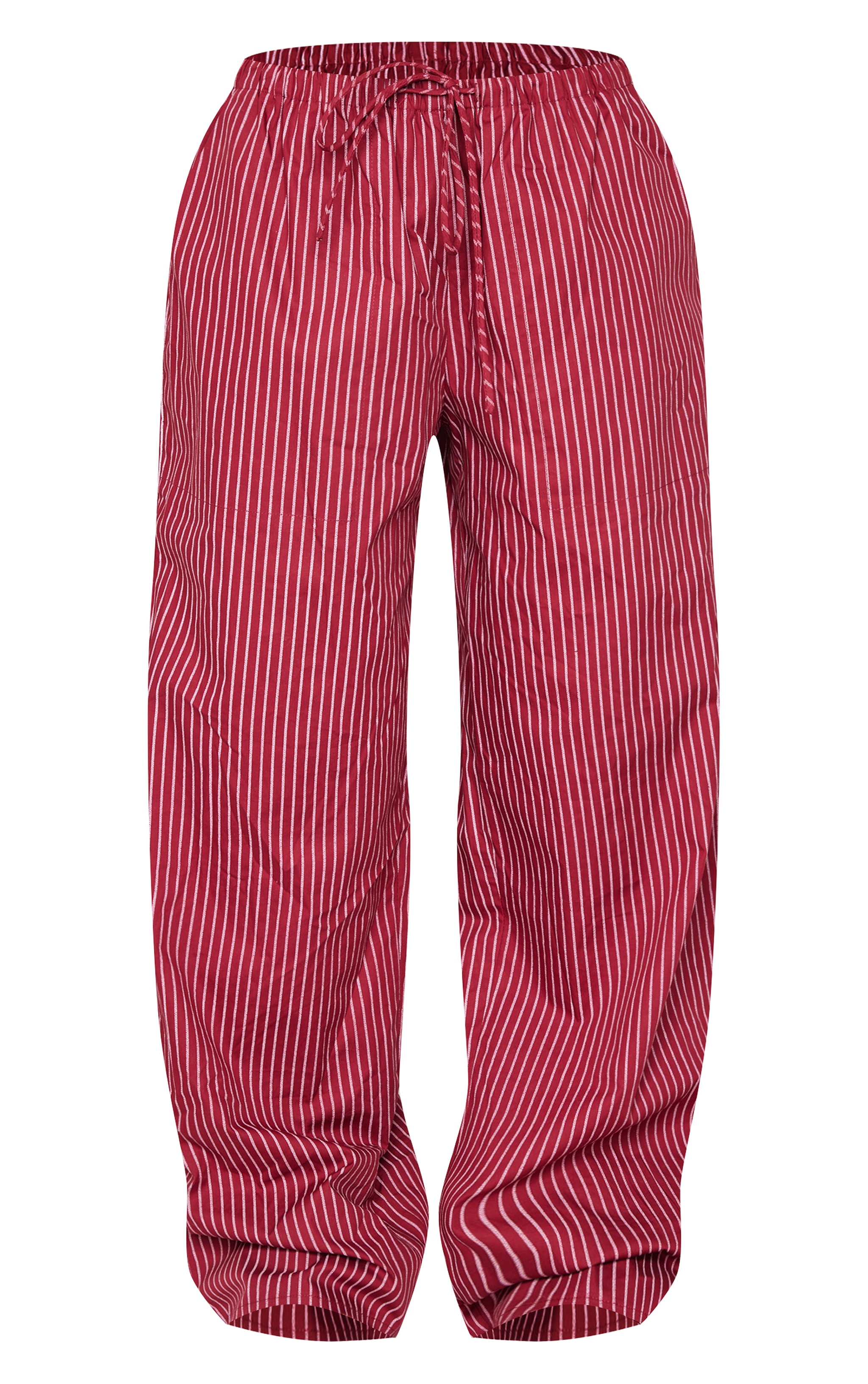Petite Burgundy Pinstripe Woven Drawstring Waist Low Rise Pants image 5