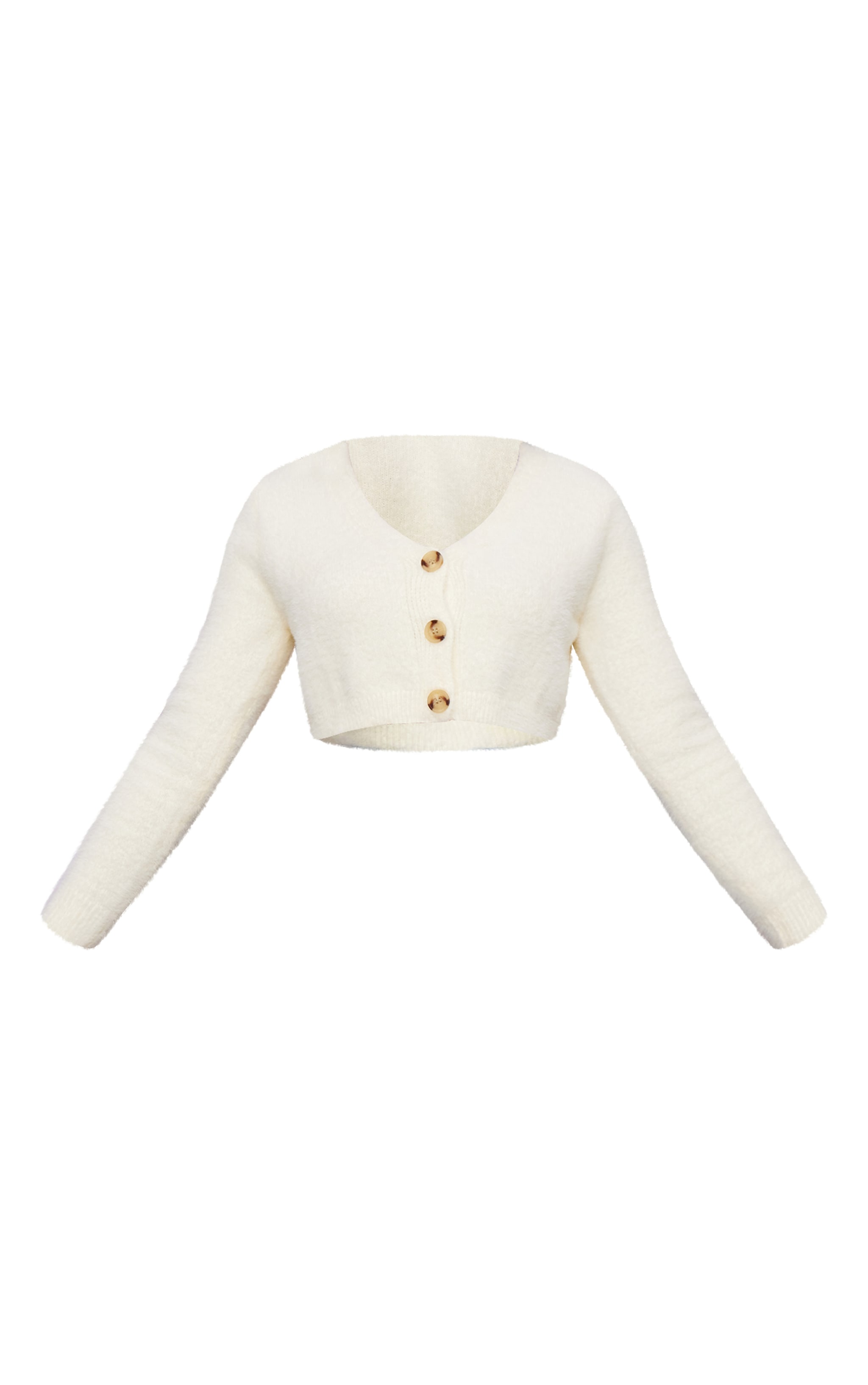 Cream Eyelash Knit Crop Button Up Cardigan image 5