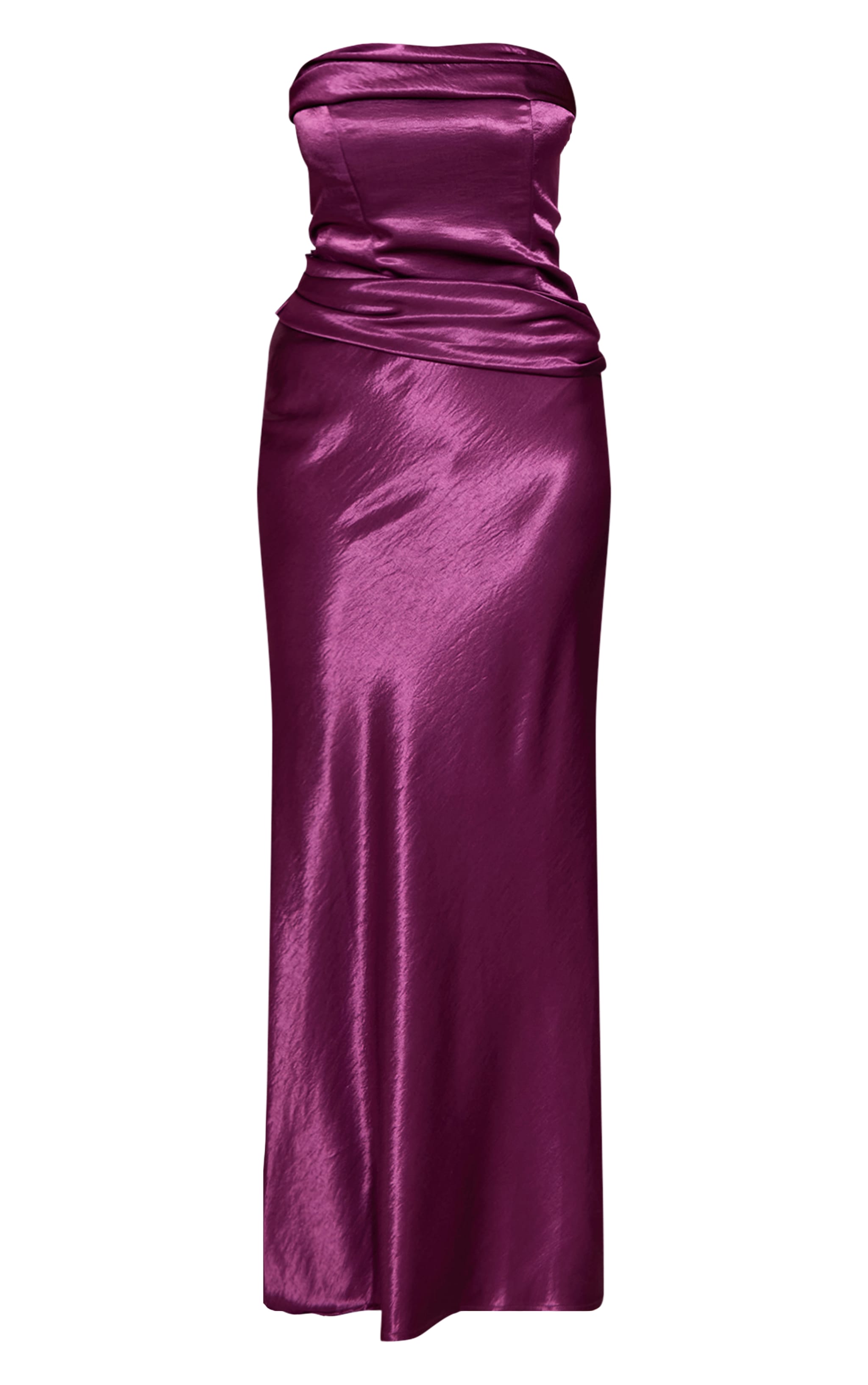 Purple Pleat Bust Detail Bandeau Maxi Dress image 5
