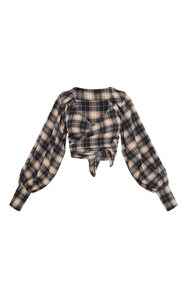 Black Check Tie Front Shirt image 3