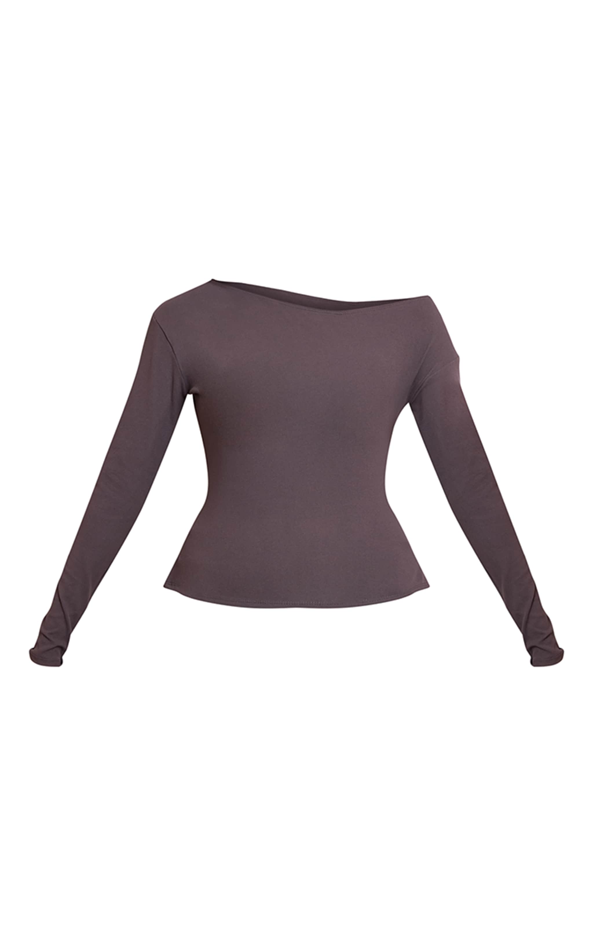 Charcoal Ultra Soft Asymmetric Long Sleeve Top   image 5