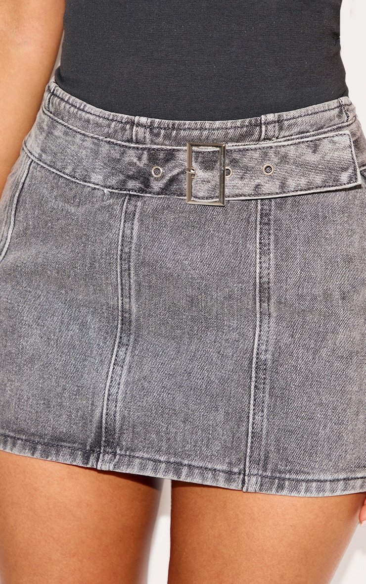 【BOK PLACE】Catbrush Washing H Line Mini Denim SK Tsuka Damage Brush Washing Mini Denim Skirt - WONDER WONDER