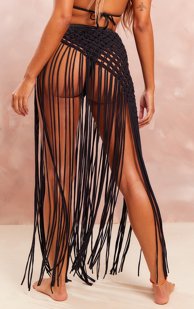 Black Macrame Tassel Hem Sarong image 3