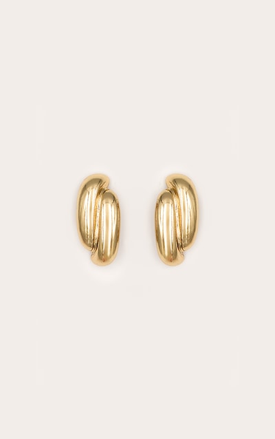 Gold Chunky Abstract Twist Statement Earrings