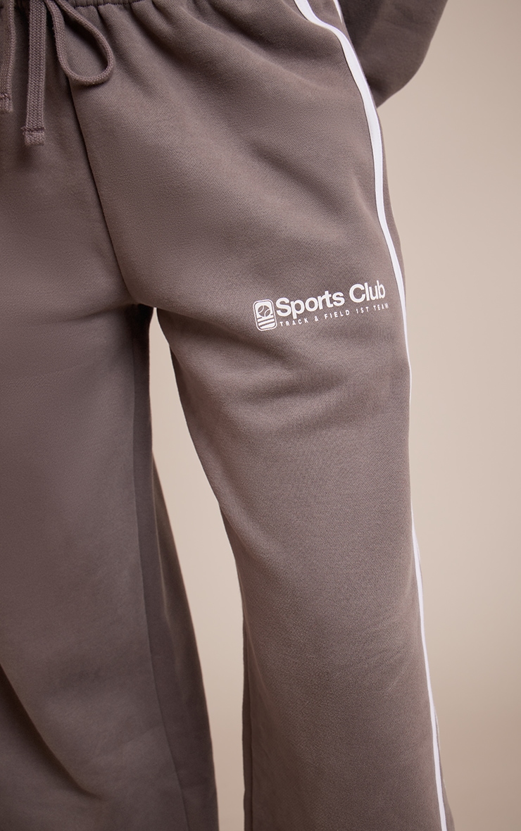 Tall Charcoal Sports Club Print Wide Leg Sweatpants image 4