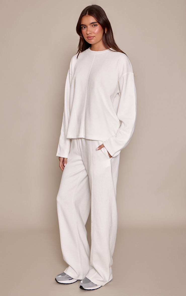 Cream Soft Rib Straight Leg Joggers image 2