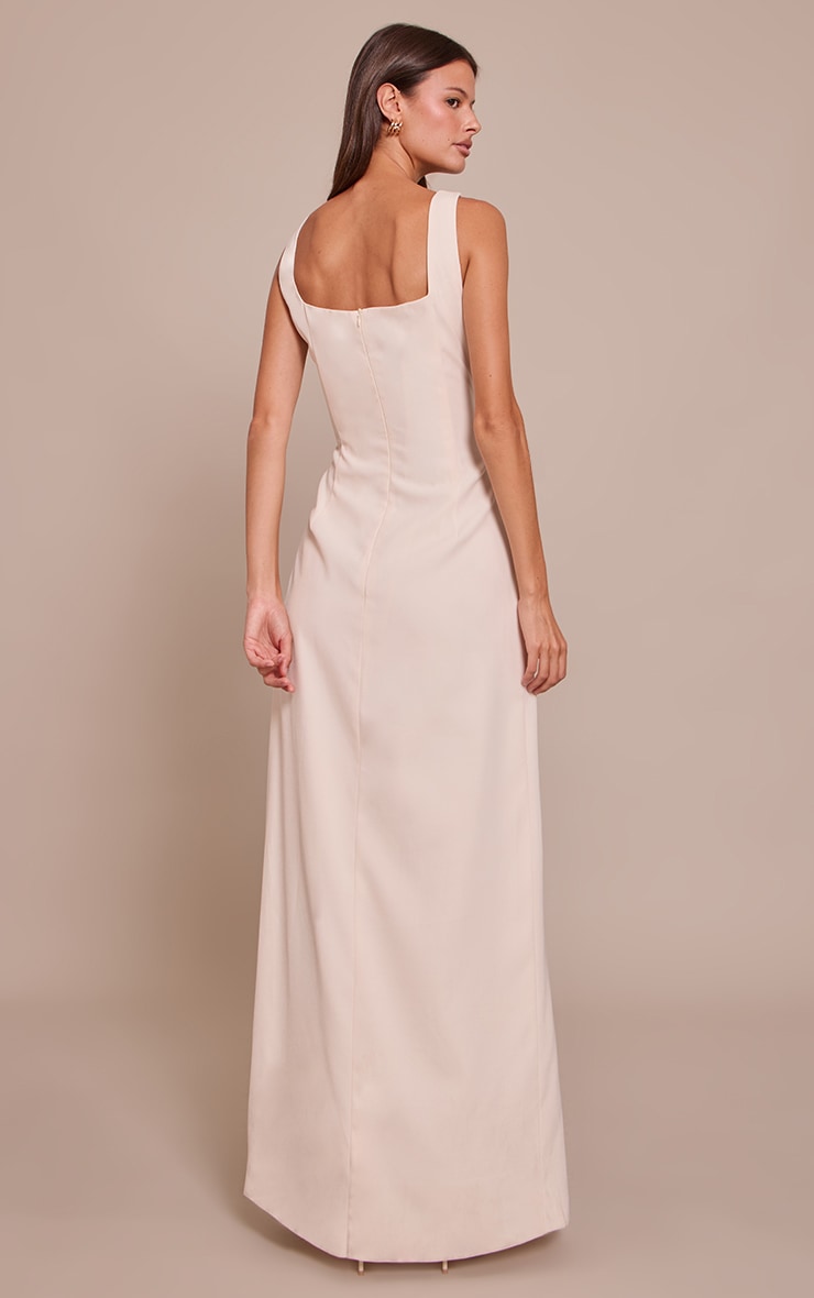 Cream Woven Scoop Neck Midaxi Dress image 2