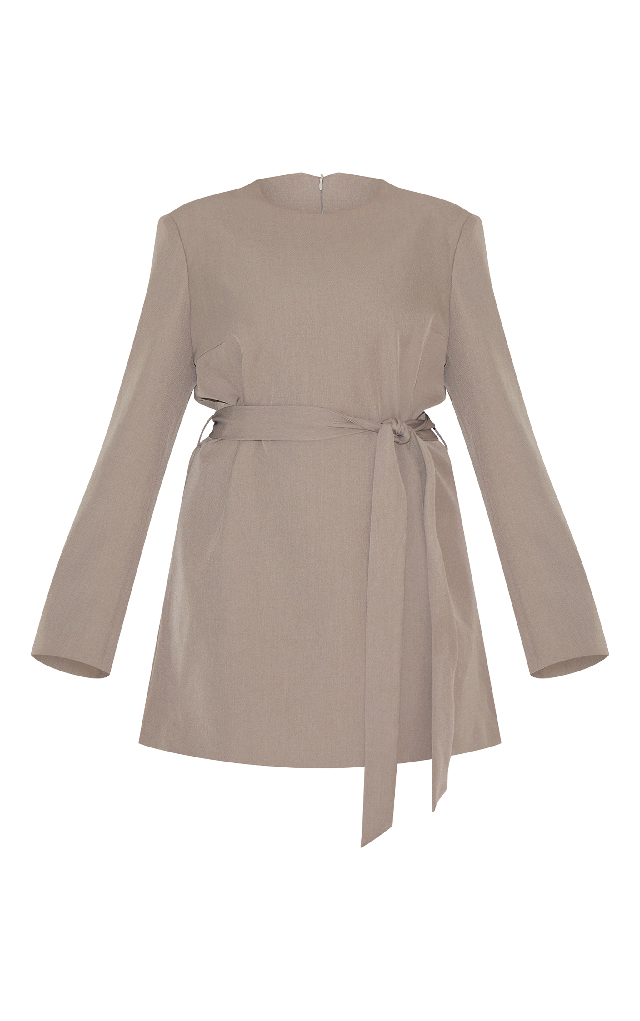 Plus Grey Tailored Belt Detail Long Sleeve Shift Dress image 5