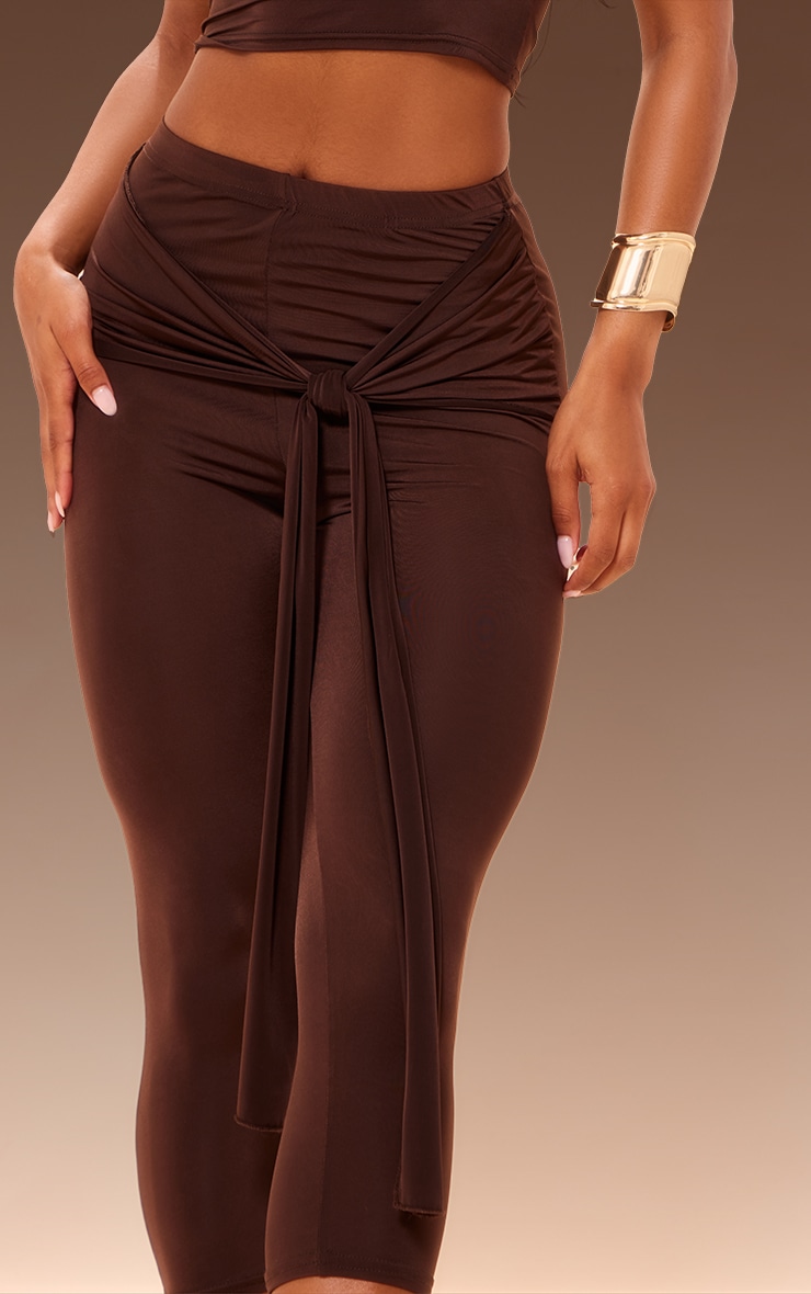 Chocolate Slinky Drape Tie Capris image 4