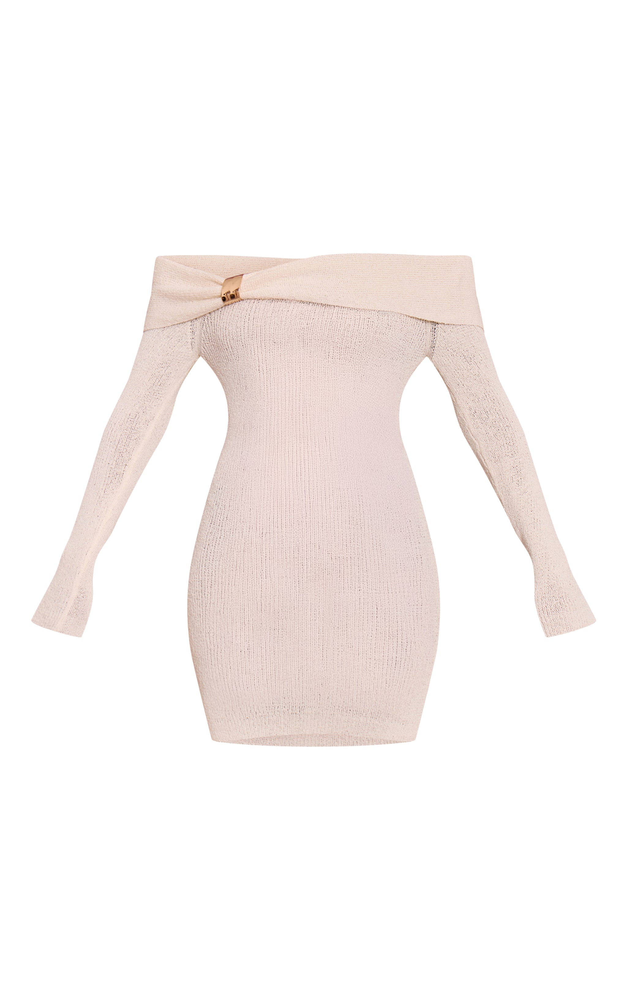 Tall Robe en maille tricot crème à col bardot et empiècement image 5