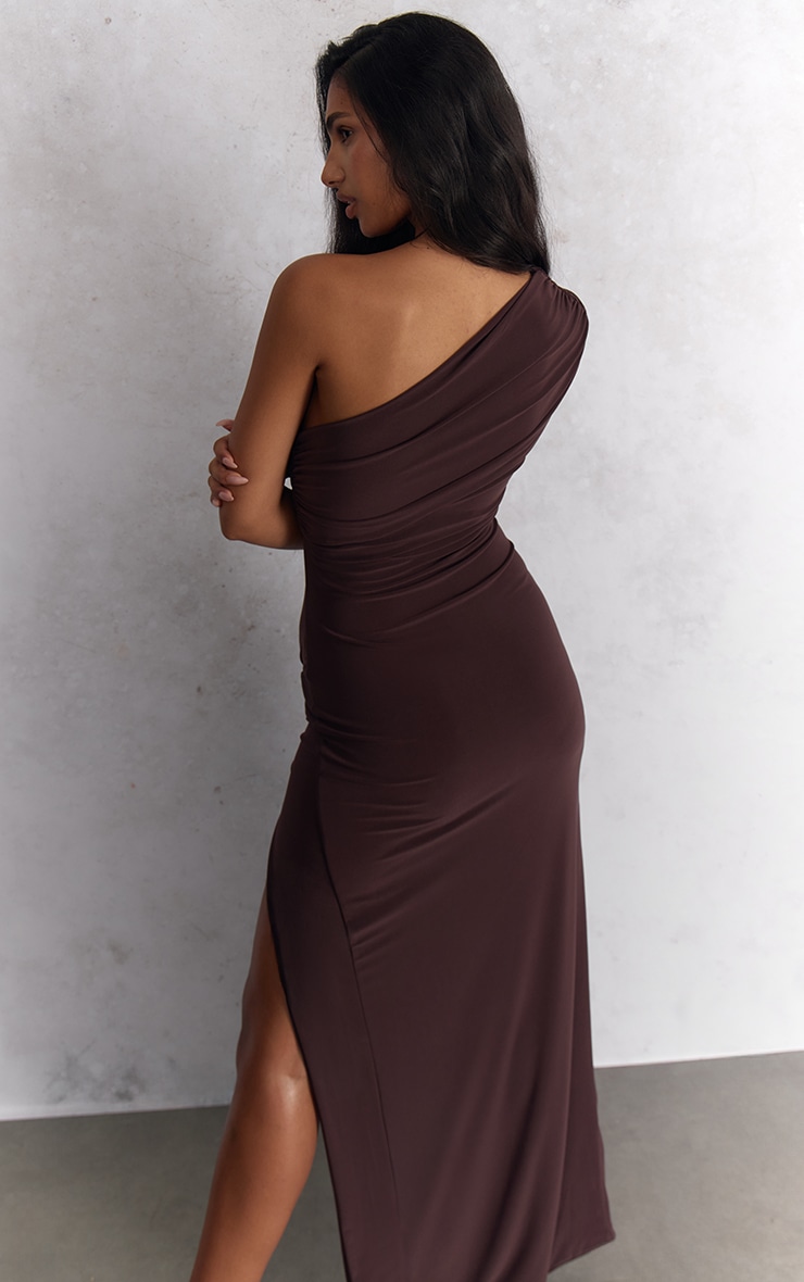 Chocolate Slinky Cut Out Maxi Dress image 2