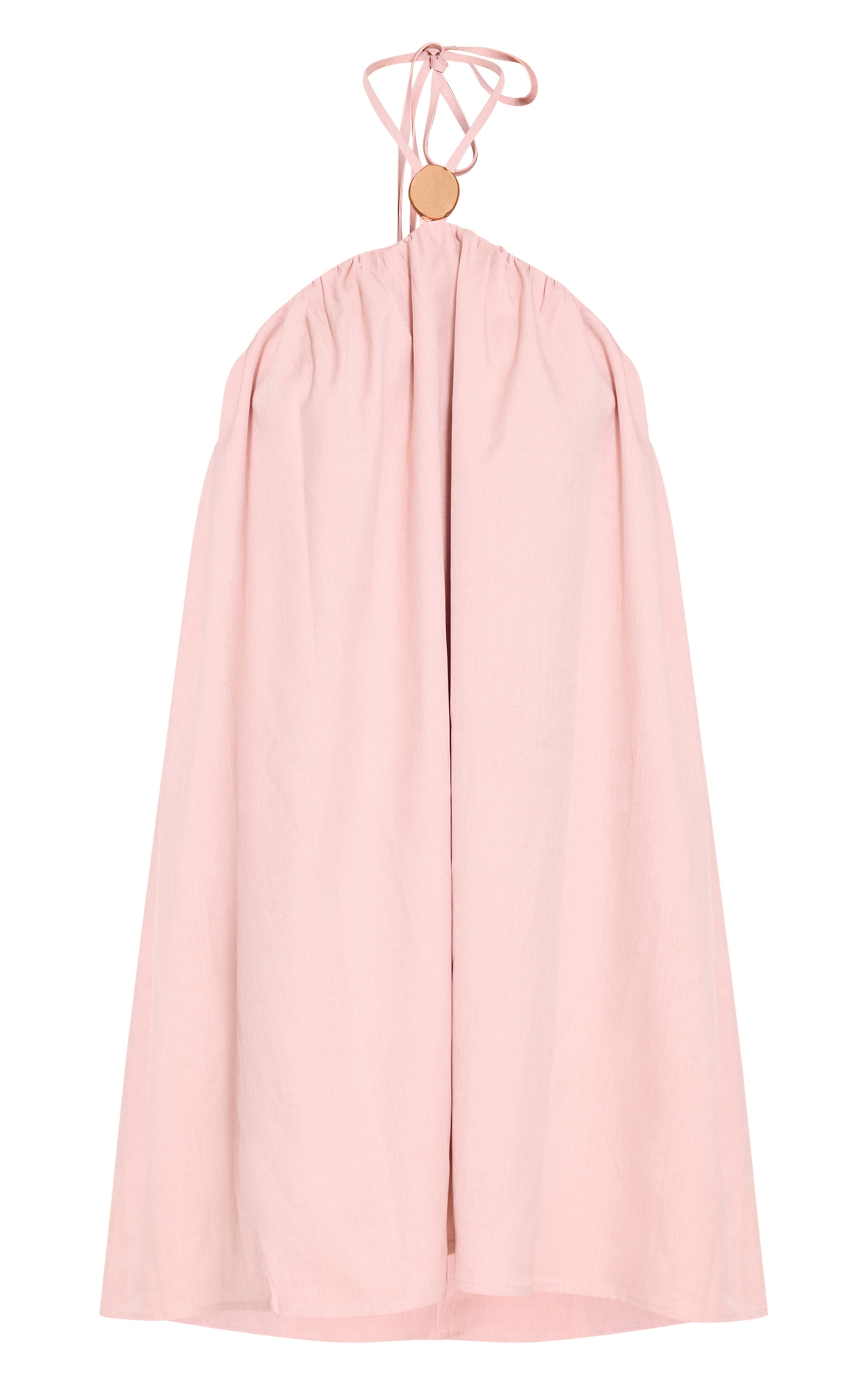 Baby Pink Halterneck Trim Detail Smock Dress image 5