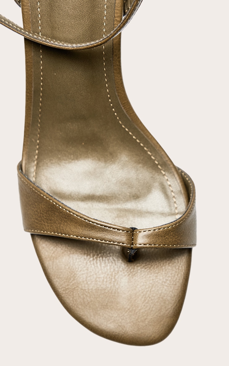 Olive PU Toe Post Heeled Sandal image 5