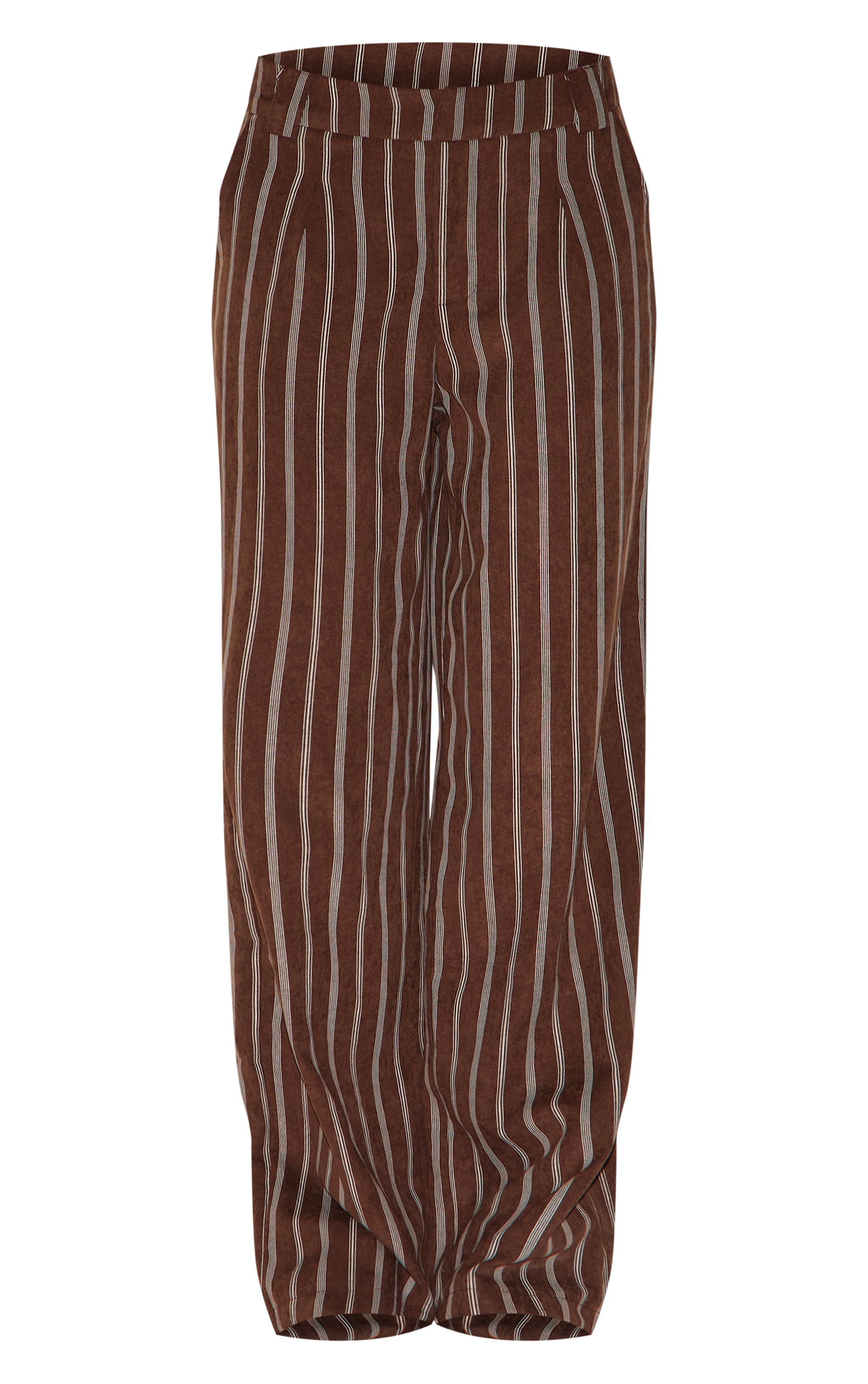 Dark Chocolate Pinstripe Peach Skin Tailored Pants image 5