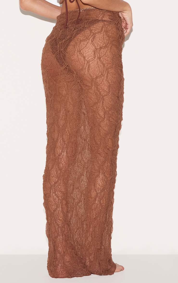 Chocolate Textured Mesh Maxi Beach Skirt image 3