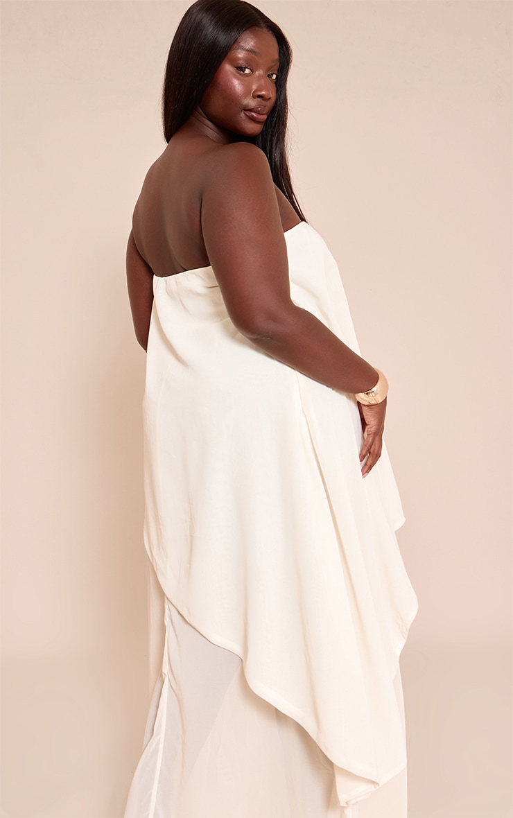Plus Butter Cream Chiffon Bandeau Overlay Maxi Dress image 2