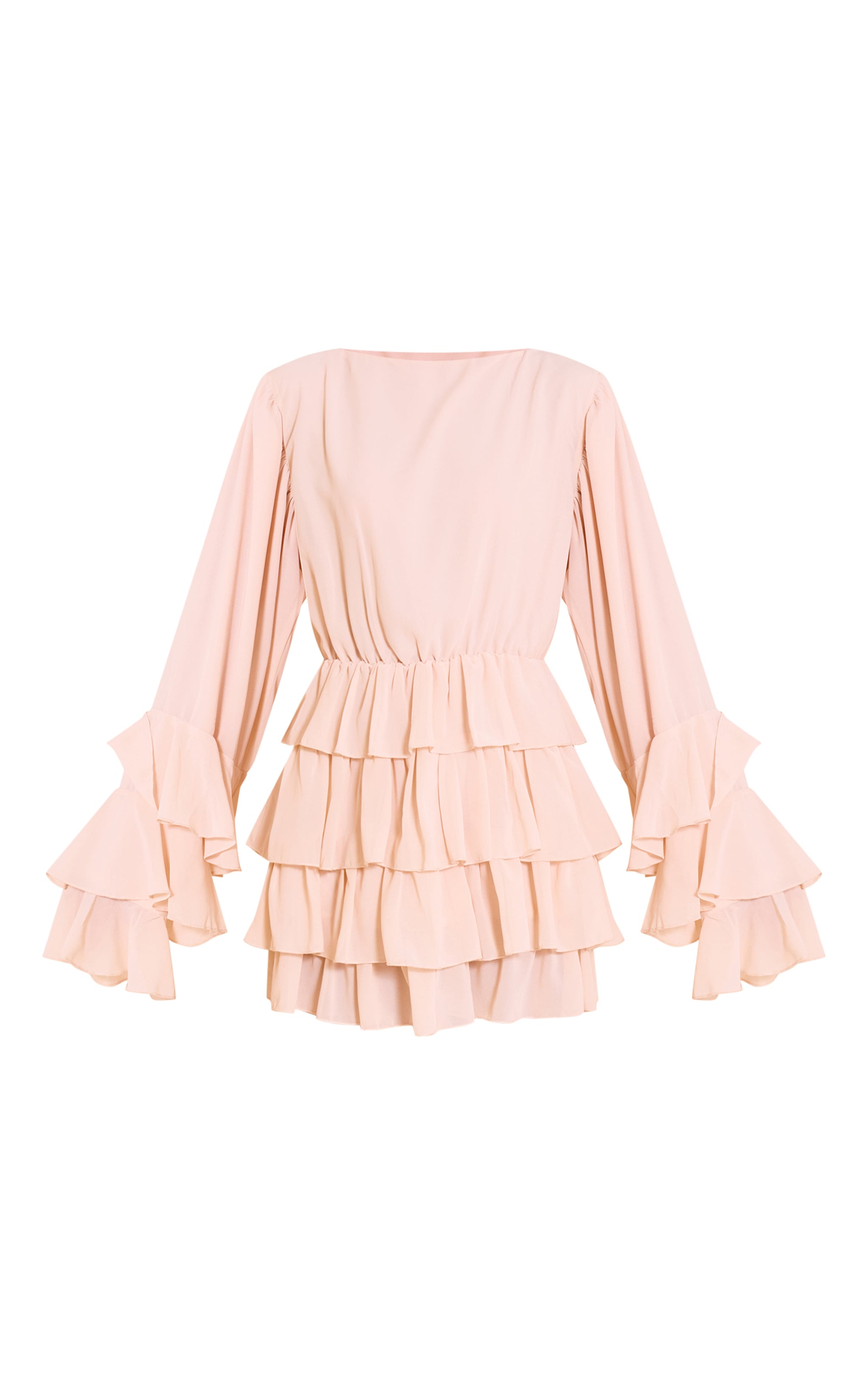 Blush Boat Neck Low Back Frill Detail Shift Dress image 5