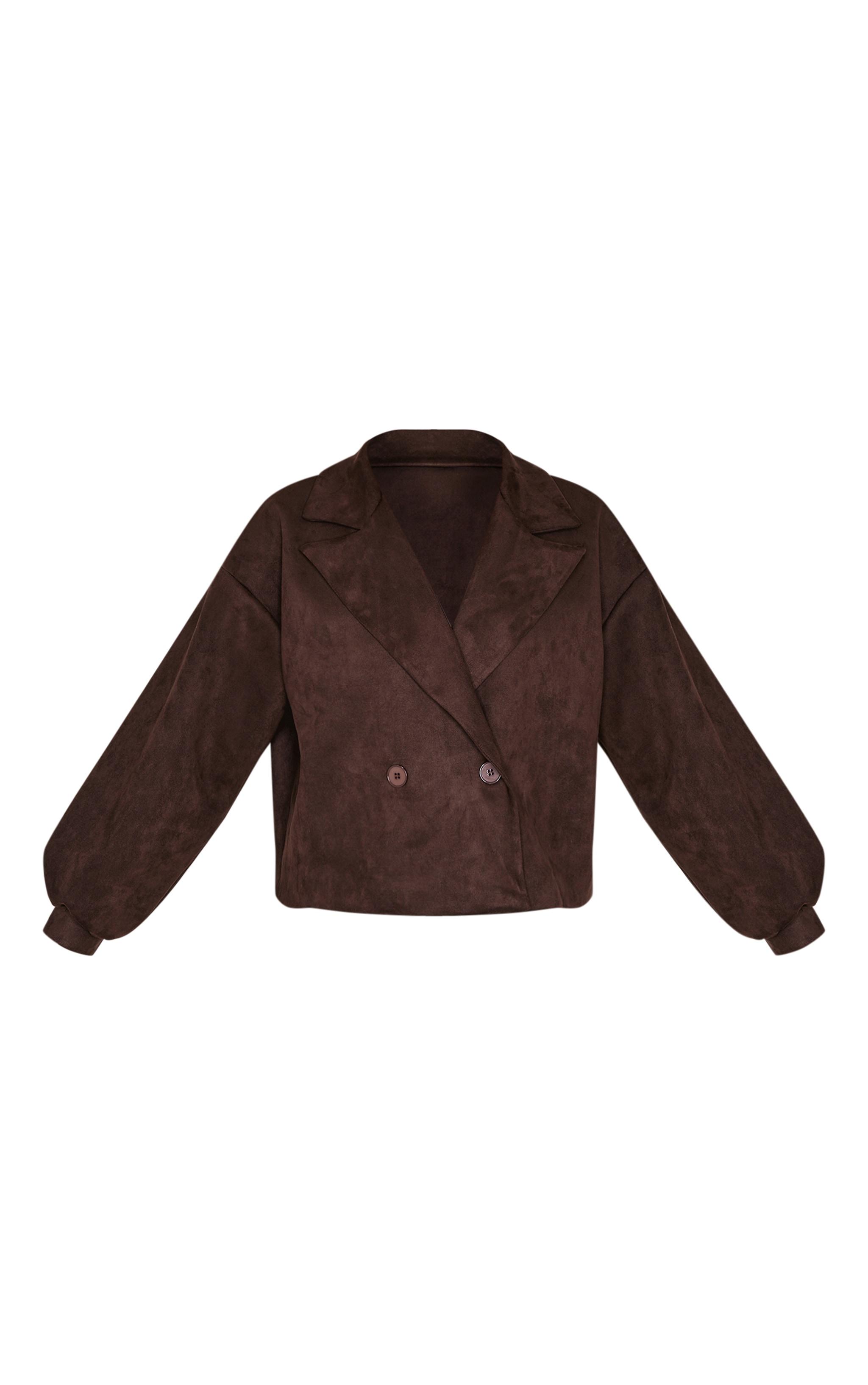 Chocolate Faux Suede Balloon Sleeve Trench Coat image 5