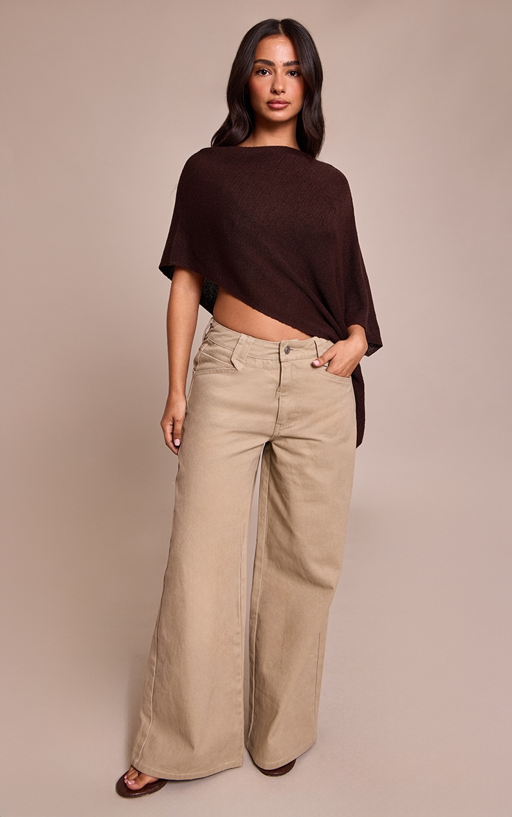 Petite Washed Stone Tinted Wide Leg Jean image 1