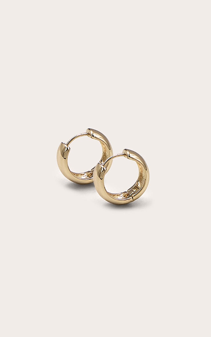 Gold Chunky Mini Hoop Earring image 1
