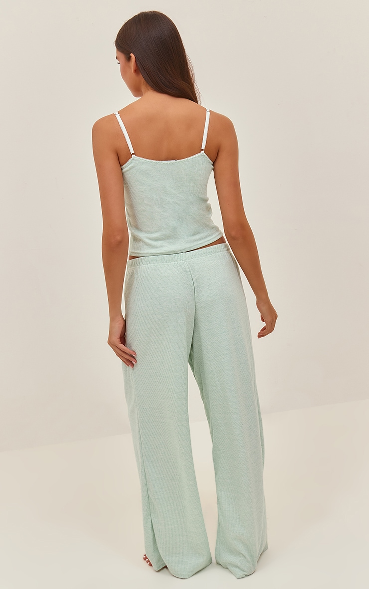 Forest Green Stripe Super Soft PJ Pant and Cami Set image 2