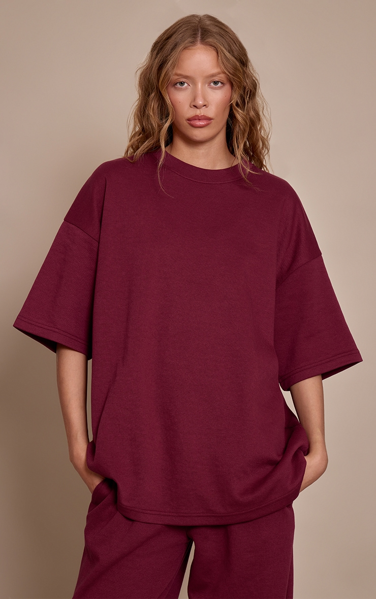 Burgundy Jersey Oversized T Shirt image 1