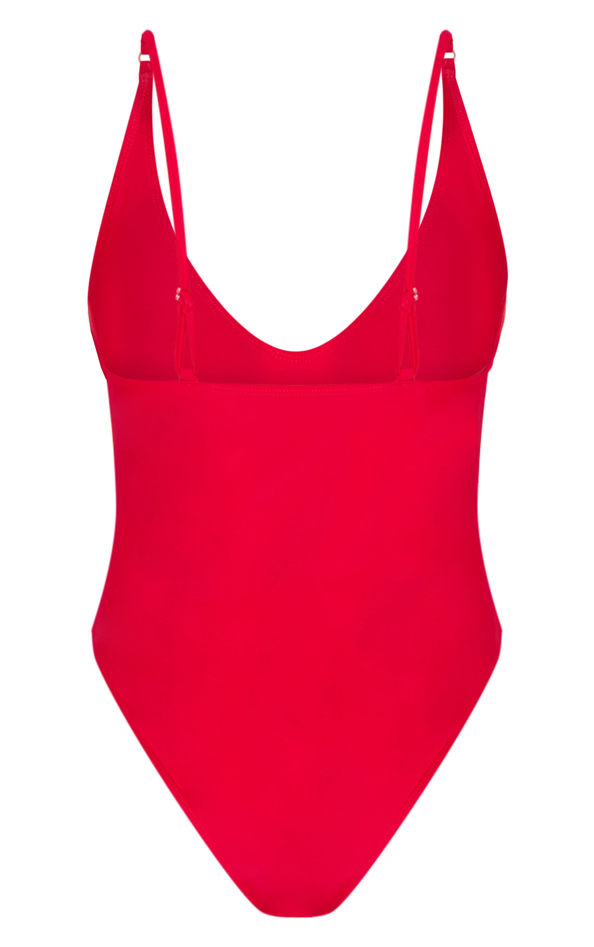 Maillot de bain basique rouge à col rond plongeant image 6