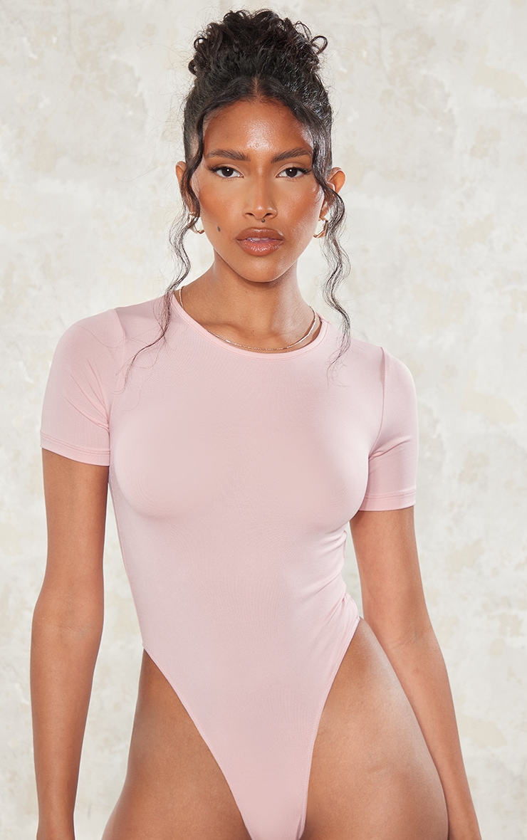 Pink Rose Basic Slinky Short Sleeve Bodysuit image 2